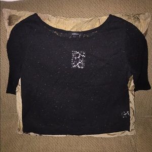 NEW Forever 21 Black Lace Top With Quarter Sleeves